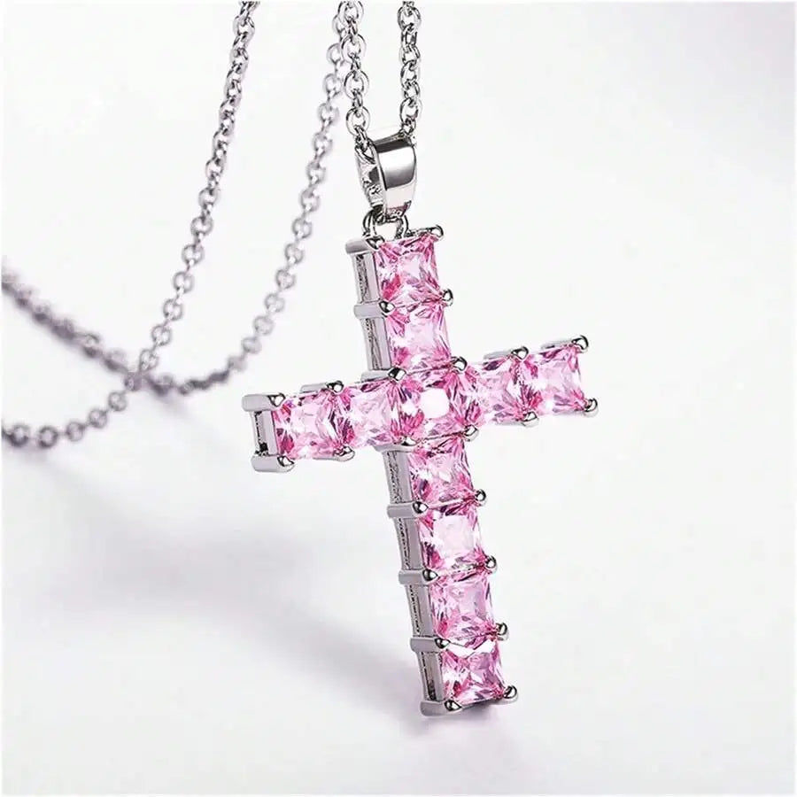 Pink cross pendant