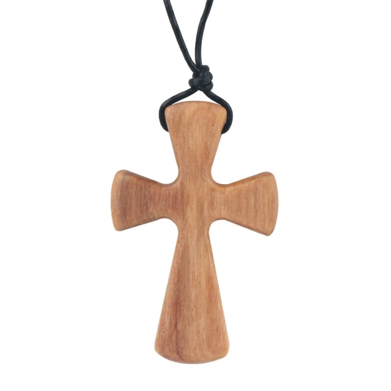 Cross pendant Jesus wooden olive handmade