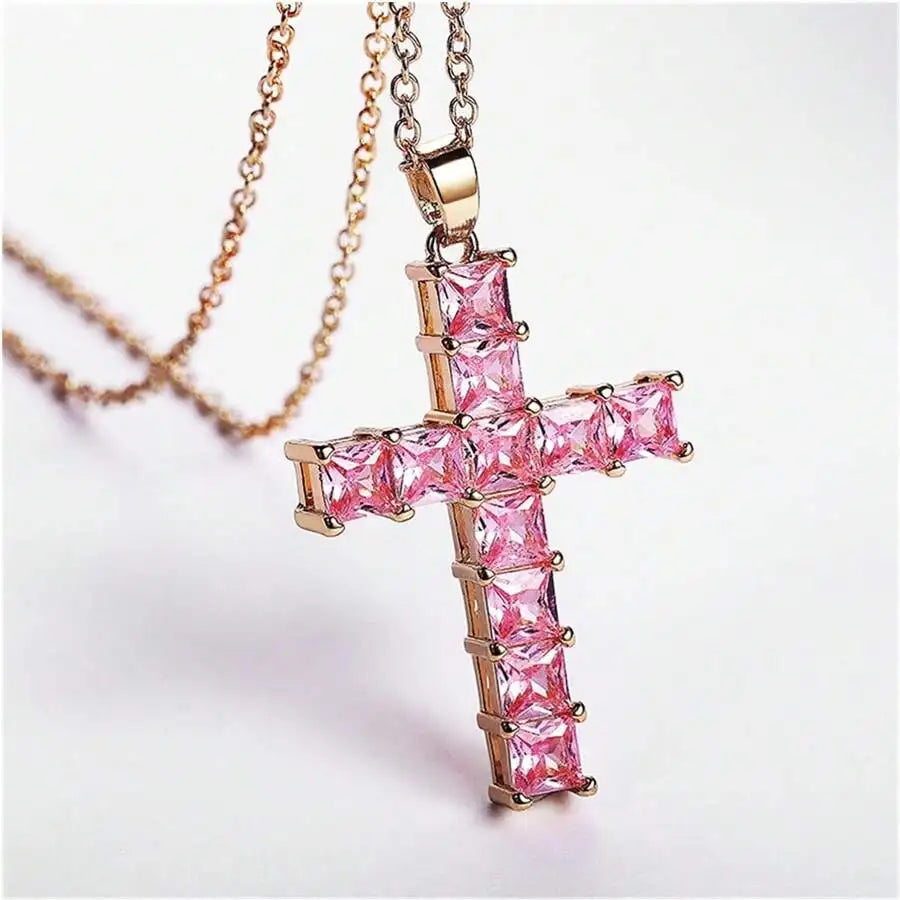 Gold pink cross