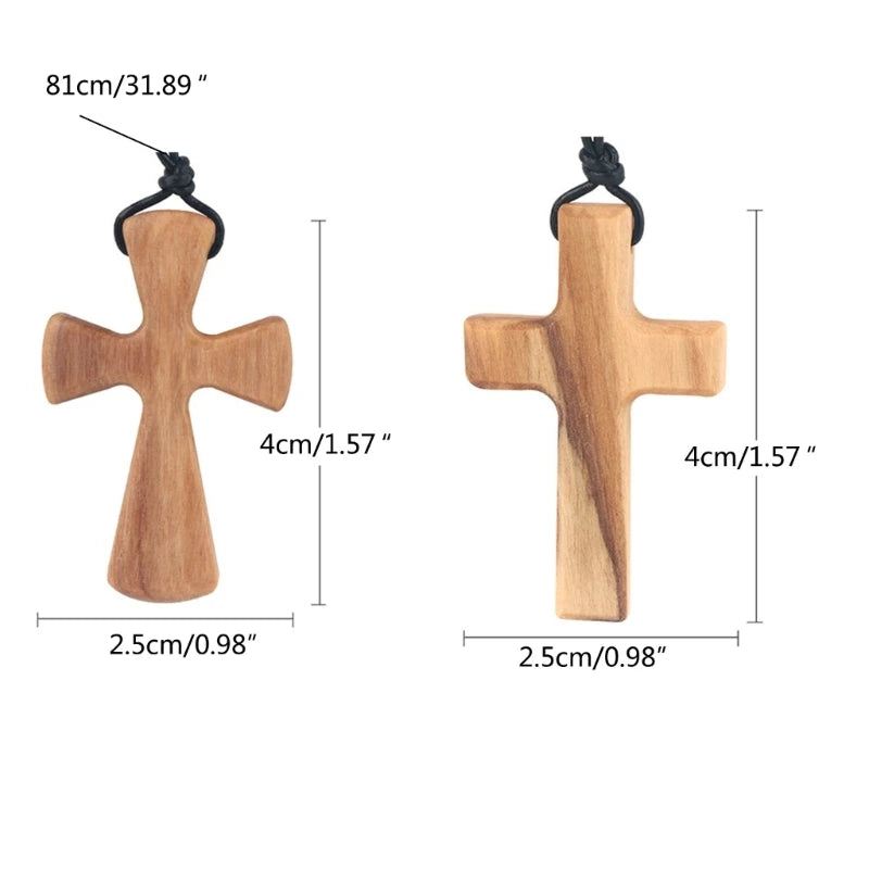 Cross pendant Jesus wooden olive handmade